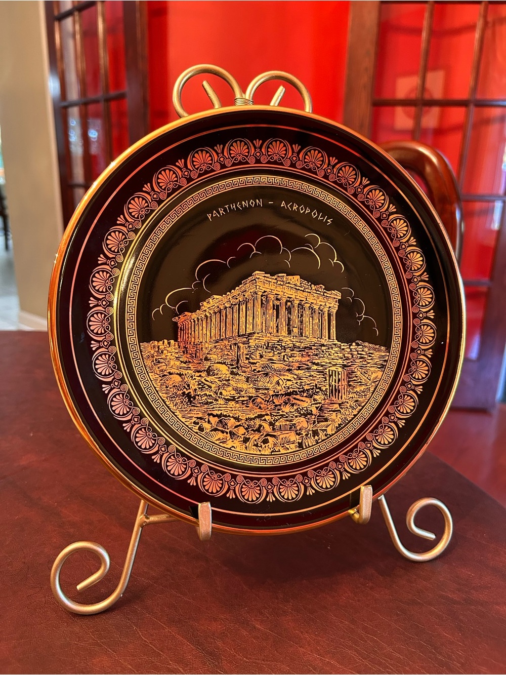 Parthenon Acropolis Decorative Plate Hand Made 24 Karat Gold By Spyropoulos